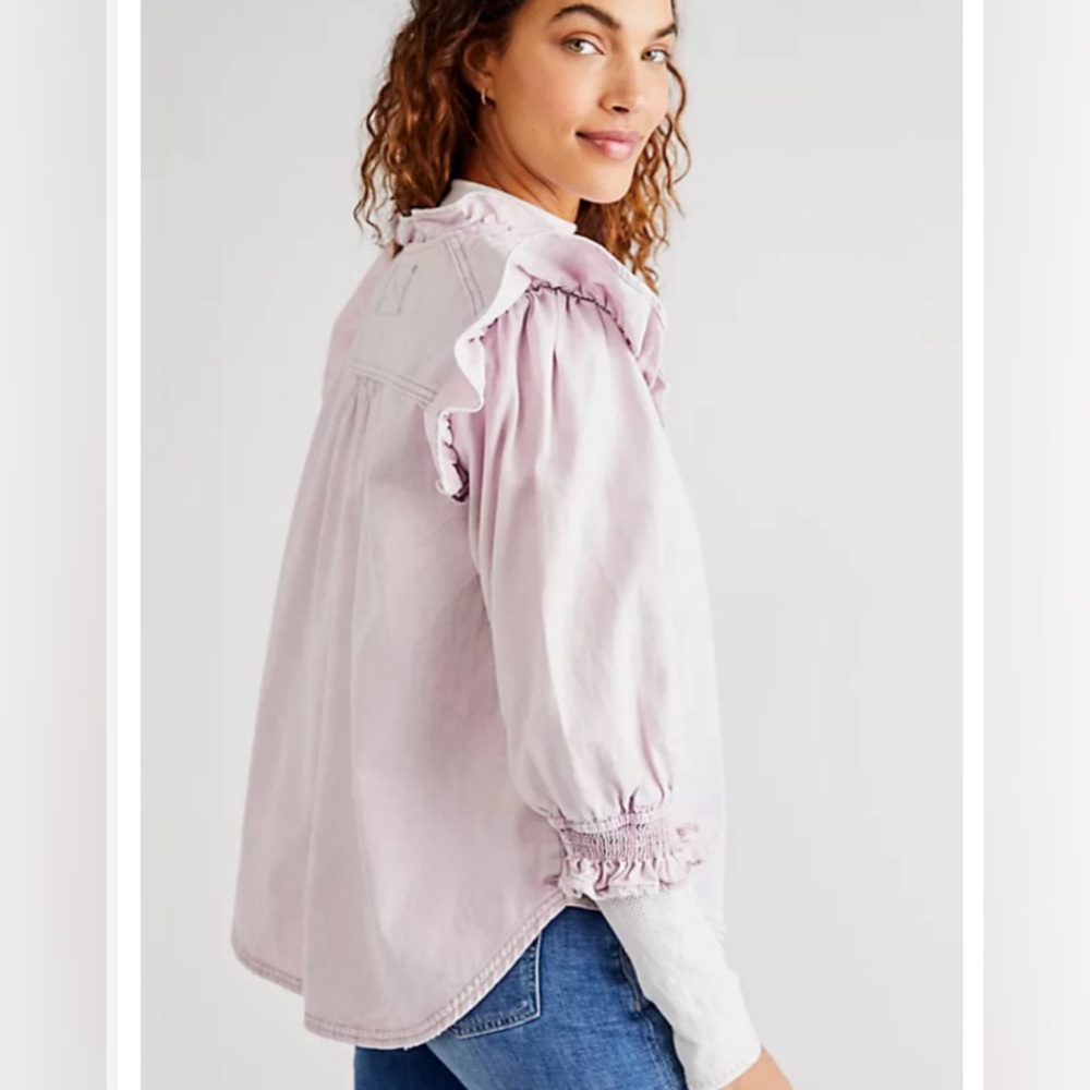 Free People Pink Ruffled Blouse - Picture 3 of 3